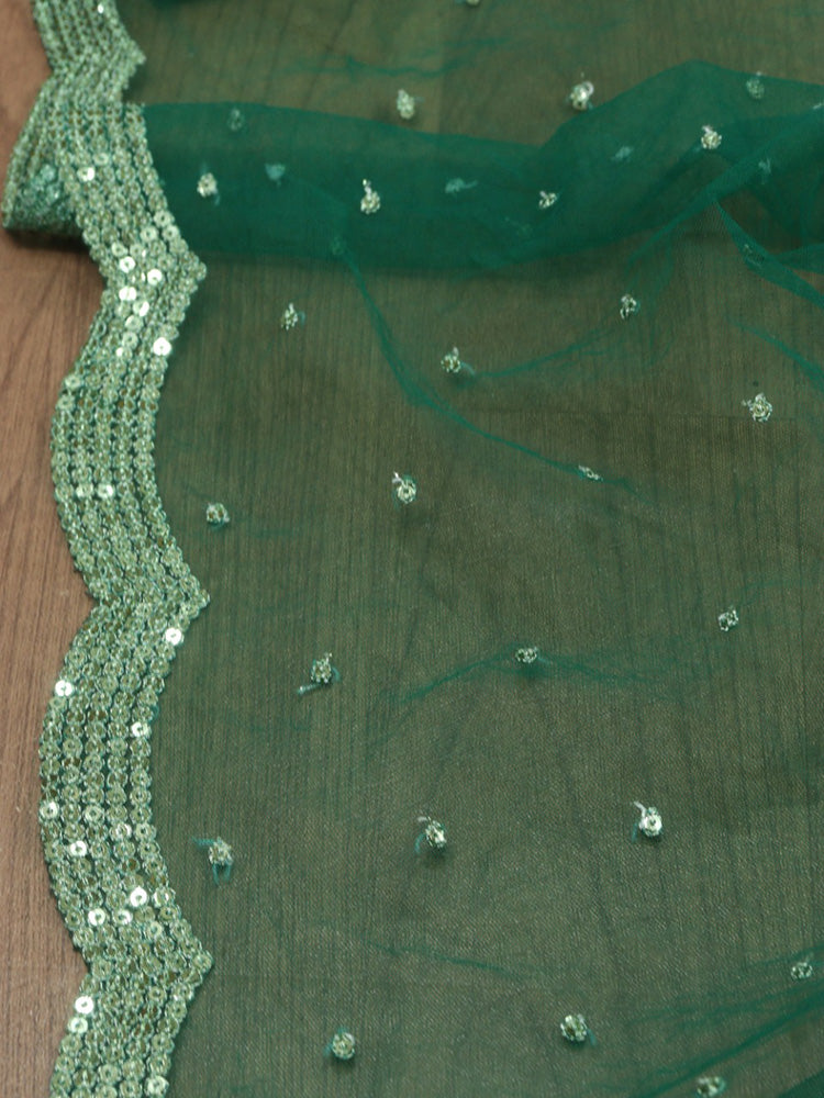 Green Trendy Net Sequins Work Dupatta