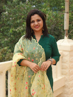 Yellow Embroidered Trendy Organza Dupatta With Scalloped Border - Luxurion World