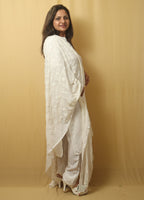 Chic White Trend: Stylish Georgette Dupatta with Embroidery - Luxurion World