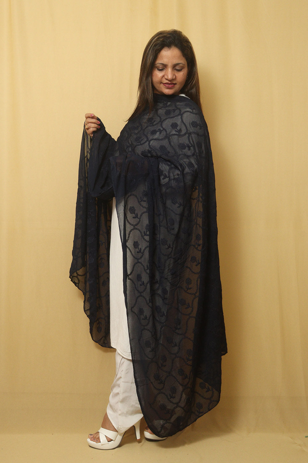 Stylish Blue Attire with Embroidered Georgette Dupatta - Luxurion World