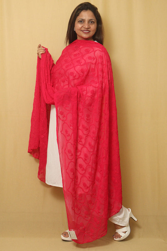 Get Trendy with Stylish Pink Georgette Dupatta and Embroidery - Luxurion World