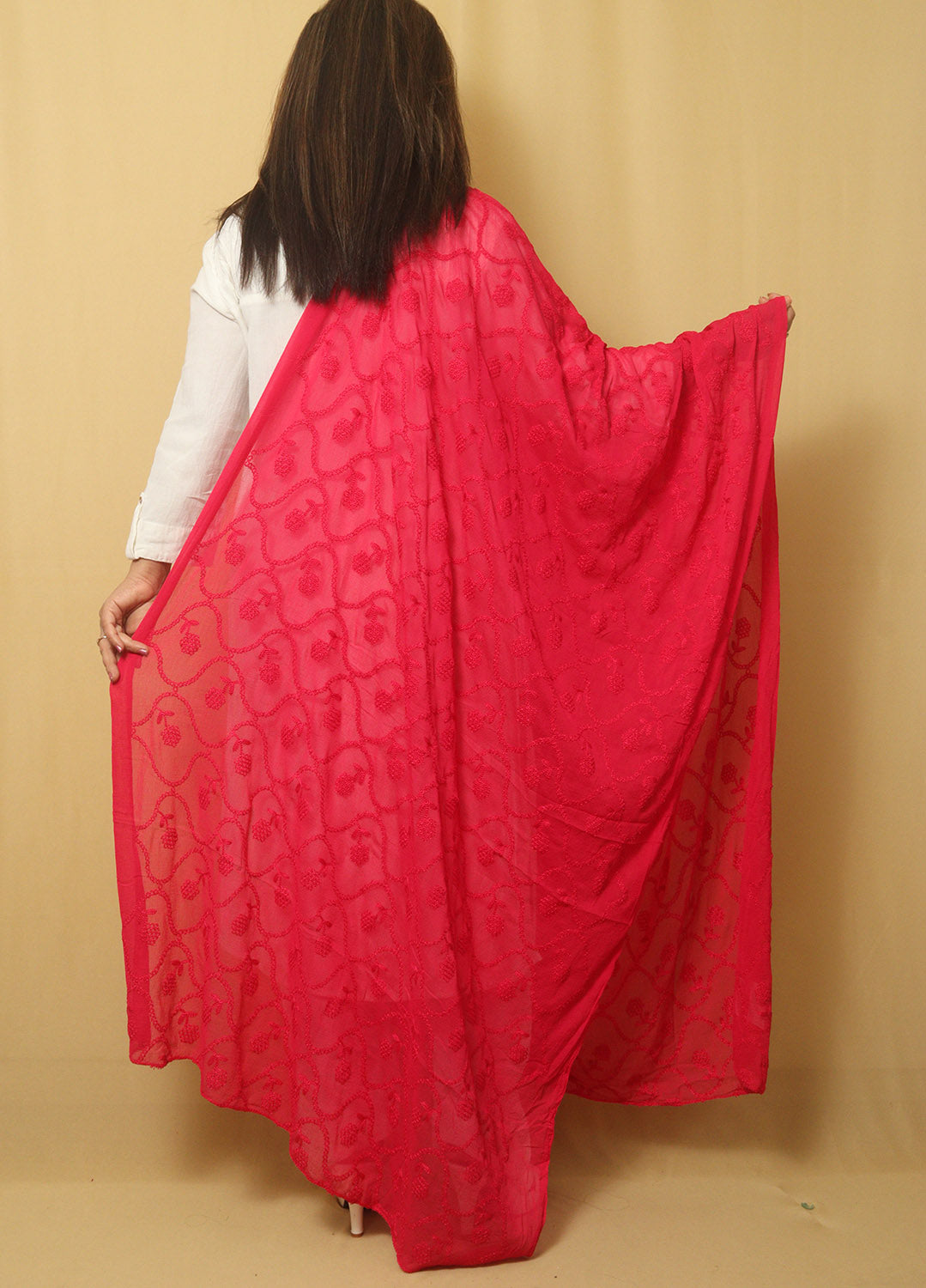 Get Trendy with Stylish Pink Georgette Dupatta and Embroidery - Luxurion World
