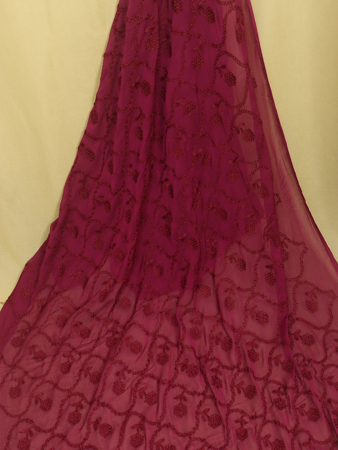 Stylish Maroon Georgette Dupatta with Trendy Embroidery - Luxurion World