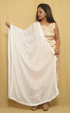 Elegant Embroidered Georgette Dupatta - Dyeable & Stylish - Luxurion World