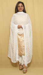 Elegant Embroidered Georgette Dupatta - Dyeable & Stylish - Luxurion World