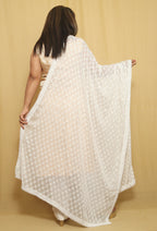 Elegant Embroidered Georgette Dupatta - Dyeable & Stylish - Luxurion World