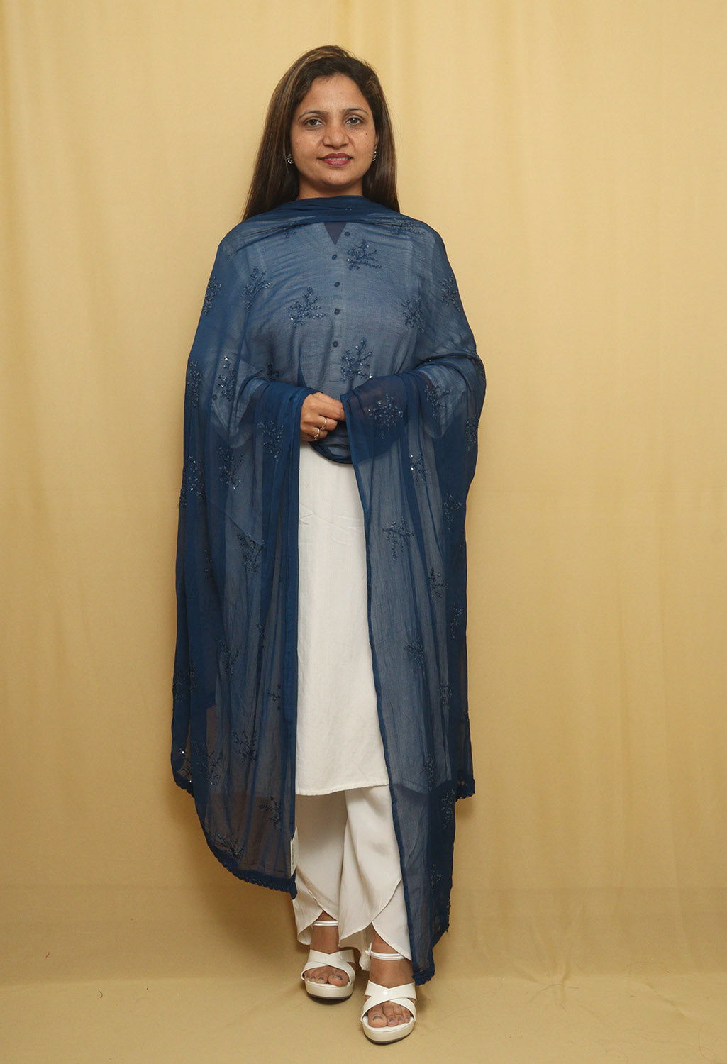 Sequined Blue Georgette Dupatta: Stylish and Trendy - Luxurion World