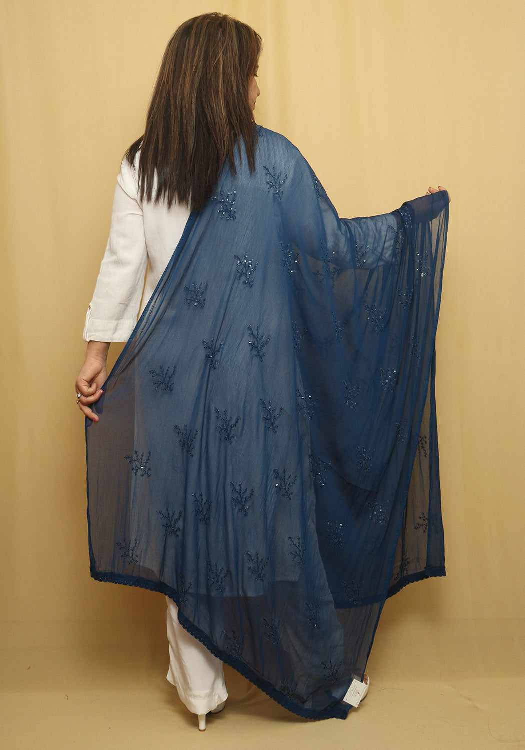 Sequined Blue Georgette Dupatta: Stylish and Trendy - Luxurion World
