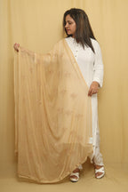 Sparkle in Style: Golden Georgette Sequins Dupatta - Luxurion World