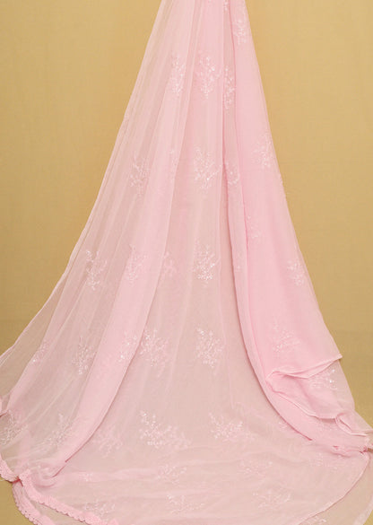 Shimmering Sequins on Pink Georgette Dupatta - Trendy Style - Luxurion World