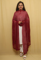 Stylish Maroon Georgette Dupatta with Sequins Embellishments - Luxurion World