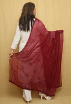 Stylish Maroon Georgette Dupatta with Sequins Embellishments - Luxurion World