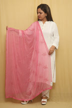 Sparkling Pink Georgette Dupatta with Sequins - Luxurion World