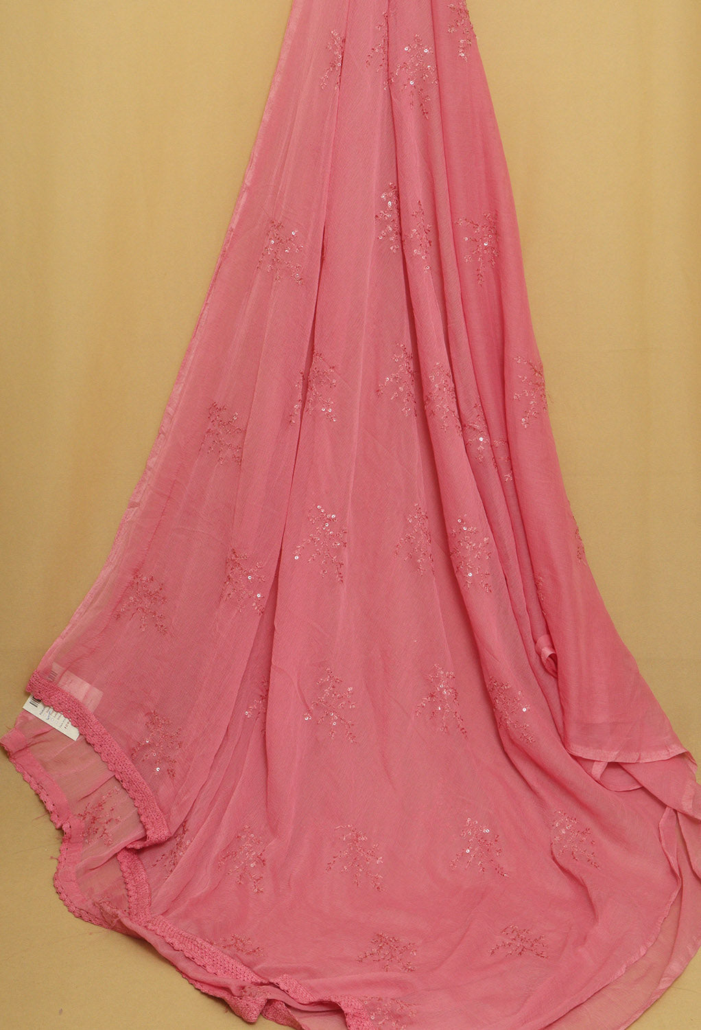 Sparkling Pink Georgette Dupatta with Sequins - Luxurion World