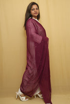 Sequin-Embellished Purple Georgette Dupatta for Chic Style - Luxurion World