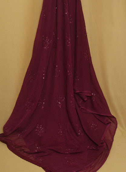 Sequin-Embellished Purple Georgette Dupatta for Chic Style - Luxurion World