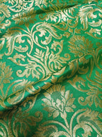 Green Banarasi Kimkhwab Silk Fabric  (1 Mtr ) - Luxurion World