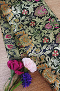 Black Banarasi Kimkhwab Silk Meenakari Fabric ( 1 Mtr ) - Luxurion World