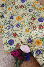 Pastel Banarasi Kimkhwab Silk Meenakari Fabric  ( 1 Mtr ) - Luxurion World