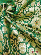 Green Banarasi Kimkhwab Silk Meenakari Fabric  ( 1 Mtr ) - Luxurion World