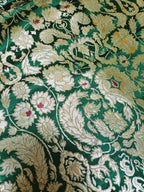 Green Banarasi Kimkhwab Silk Meenakari Fabric  ( 1 Mtr ) - Luxurion World