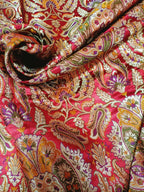 Red Banarasi Kimkhwab Silk Meenakari Fabric  ( 1 Mtr ) - Luxurion World