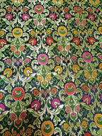 Black Banarasi Kimkhwab Silk Meenakari Fabric  ( 1 Mtr ) - Luxurion World