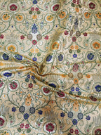 Pastel Banarasi Kimkhwab Silk Meenakari Fabric ( 1 Mtr ) - Luxurion World