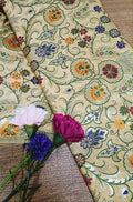 Pastel Banarasi Kimkhwab Silk Meenakari Fabric ( 1 Mtr ) - Luxurion World