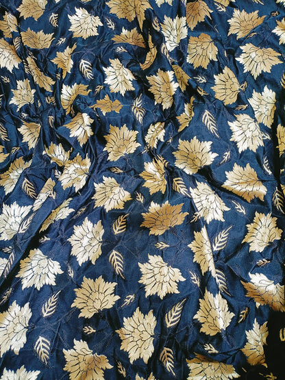 Black Banarasi Silk Fabric (0.8 Mtr)