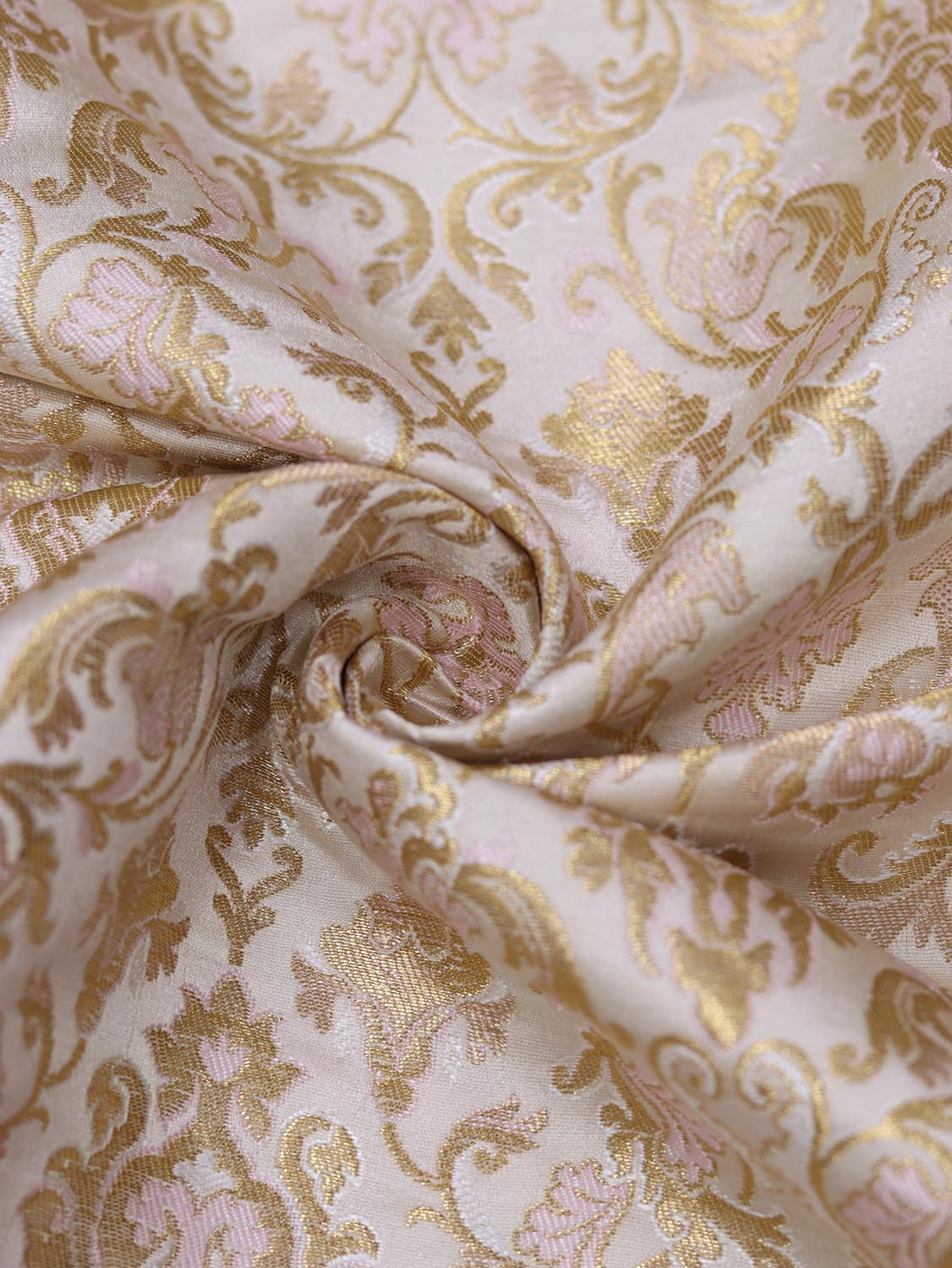Pastel Banarasi Kimkhwab Silk Meenakari Fabric  ( 1 Mtr ) - Luxurion World