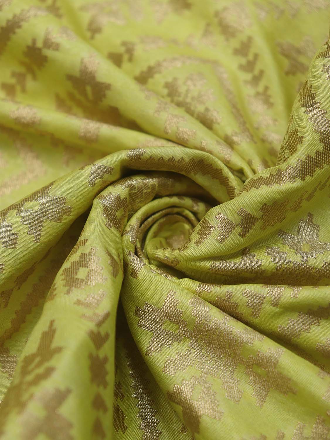 Green Banarasi Silk Patola Design Fabric ( 1 Mtr ) - Luxurion World