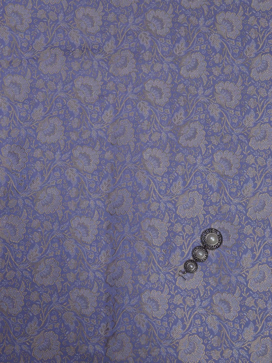 Purple Banarasi Brocade Silk Fabric (  1 Mtr ) - Luxurion World