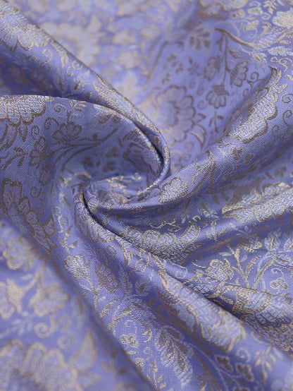 Purple Banarasi Brocade Silk Fabric (  1 Mtr ) - Luxurion World