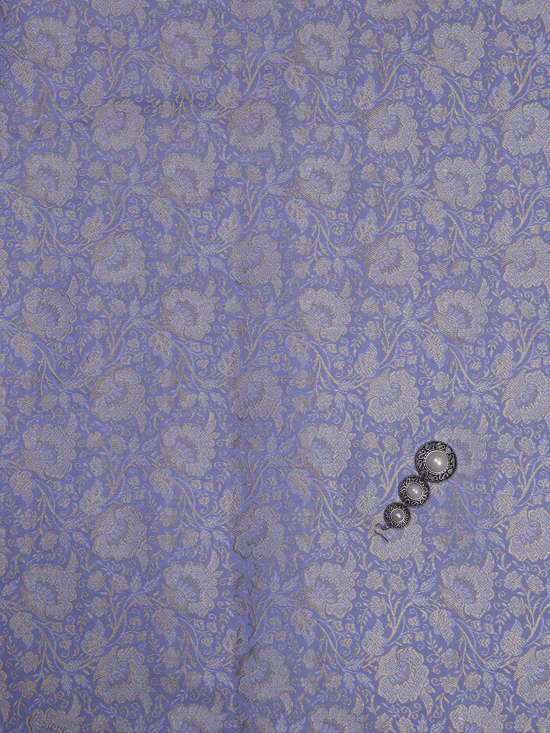 Purple Banarasi Brocade Silk Fabric (  1 Mtr ) - Luxurion World