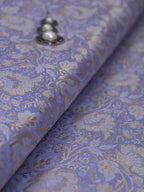 Purple Banarasi Brocade Silk Fabric (  1 Mtr ) - Luxurion World