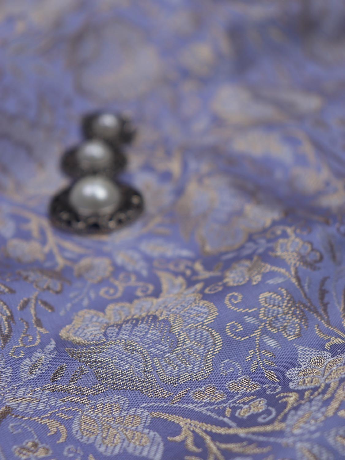 Purple Banarasi Brocade Silk Fabric (  1 Mtr )