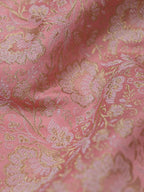 Pink Banarasi Brocade Silk Fabric (  1 Mtr ) - Luxurion World
