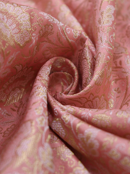 Pink Banarasi Brocade Silk Fabric (  1 Mtr )