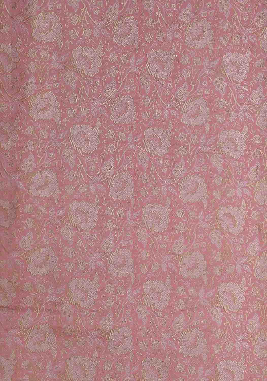 Pink Banarasi Brocade Silk Fabric (  1 Mtr ) - Luxurion World