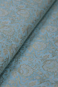 Blue Banarasi Silk Brocade Fabric (1 Mtr ) - Luxurion World
