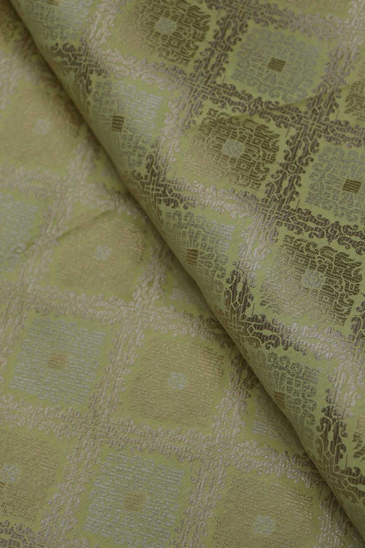 Yellow Banarasi Brocade Silk Fabric ( 1 Mtr ) - Luxurion World