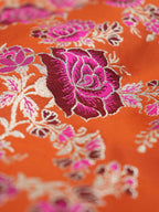 Stunning Orange Banarasi Silk Meenakari Fabric - 1.5 Mtr - Luxurion World