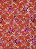 Stunning Orange Banarasi Silk Meenakari Fabric - 1.5 Mtr - Luxurion World