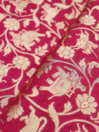 Pink Banarasi Silk Shikargah Fabric ( 2.5 Mtr ) - Luxurion World