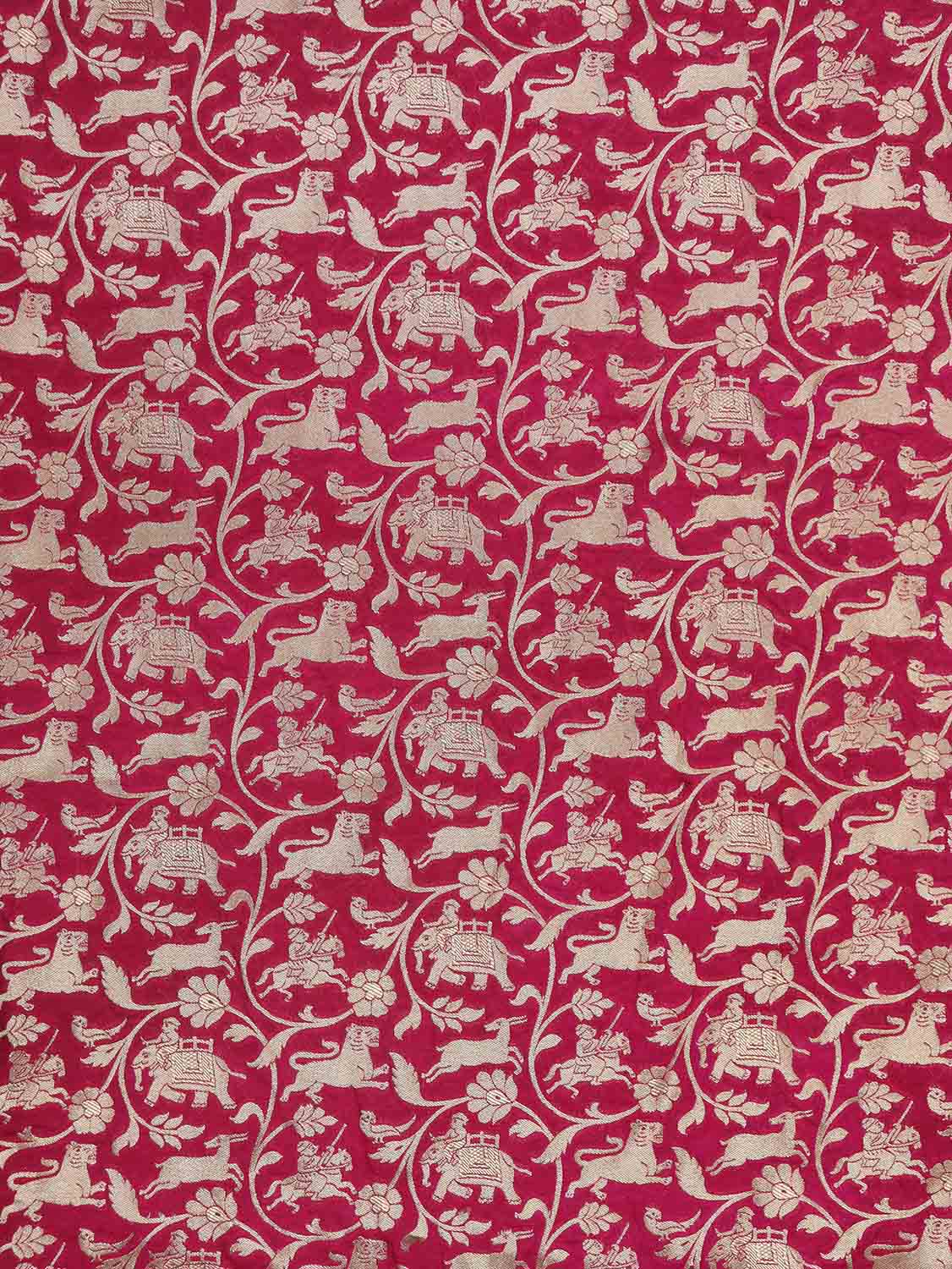 Pink Banarasi Silk Shikargah Fabric ( 2.5 Mtr ) - Luxurion World