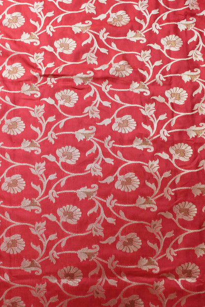 Red Banarasi Silk Fabric (  1 Mtr )
