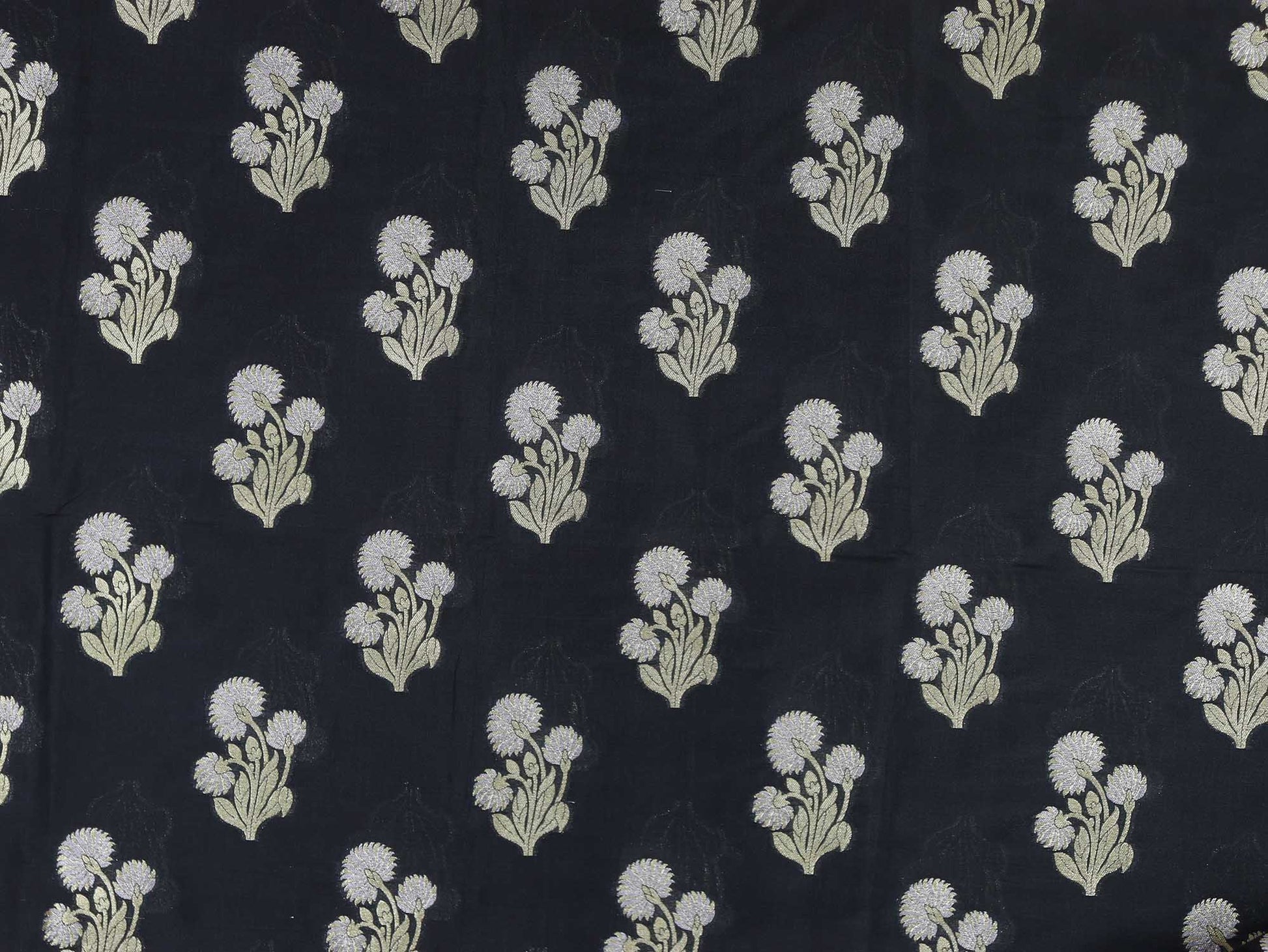 Black Banarasi Silk Fabric ( 1 Mtr ) - Luxurion World