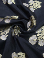 Black Banarasi Silk Fabric ( 1 Mtr ) - Luxurion World