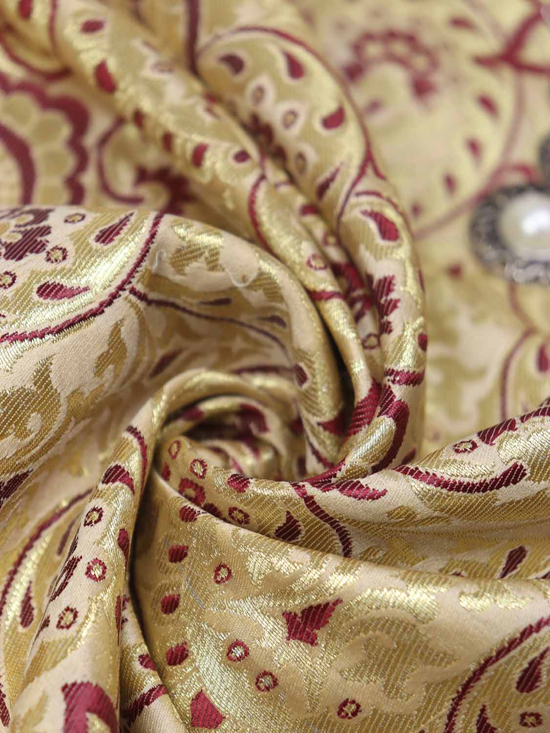 Pastel Banarasi Kimkhwab Silk Meenakari Fabric ( 1 Mtr ) - Luxurion World